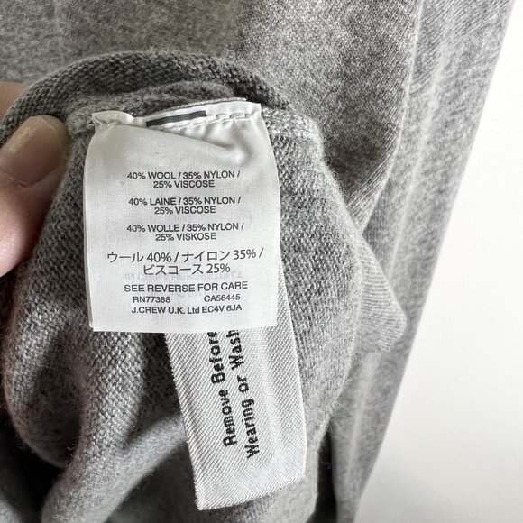 J Crew Sweater Women’s XL Grey Wool Blend V-Neck Long Sleeve Preppy NWT F4956 - Picture 6 of 10
